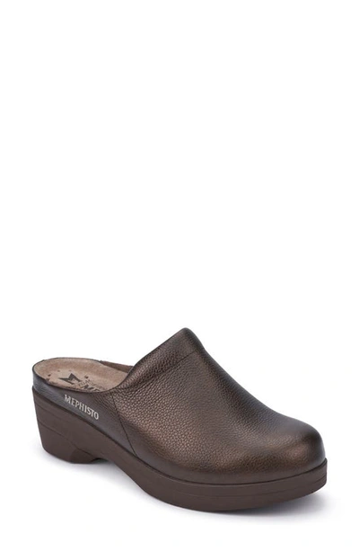 Mephisto Satty Clog Mule In Bronze Leather
