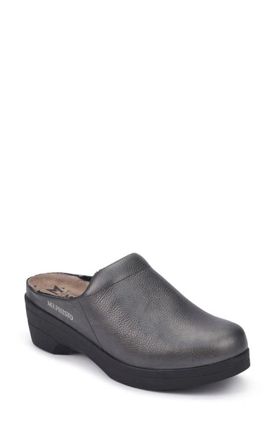 Mephisto Satty Clog Mule In Graphite Leather