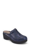 Mephisto Satty Clog Mule In Navy Leather
