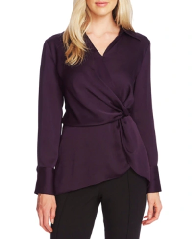 Vince Camuto Twist Front Satin Top In Blackberry