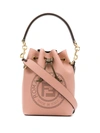 Fendi Mon Tresor Perforated Logo Leather Bucket Bag In Pink