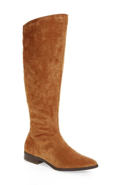 Band Of Gypsies Luna Knee High Boot In Tan Sueded Velvet