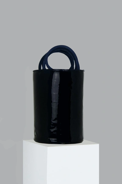 Folklore Xl Kyklos Navy Patent Leather Bag In Blue