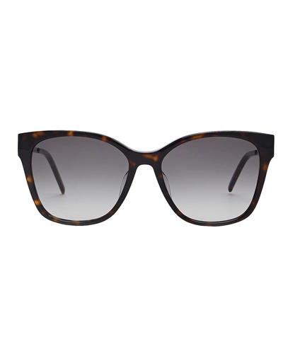 Saint Laurent Women's Square Sunglasses, 57mm In Tortoiseshell