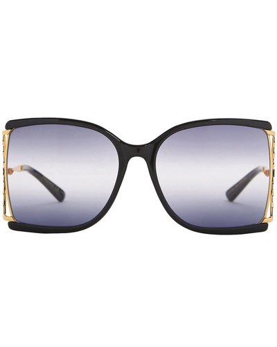 Gucci Oversized Butterfly Sunglasses In Black/gold