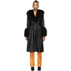 Saks Potts Foxy Shearling Patent Leather Coat In Black