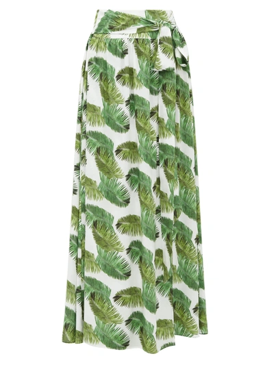 Melissa Odabash Elsa Palm Tree-print Poplin Maxi Skirt In Palm Print