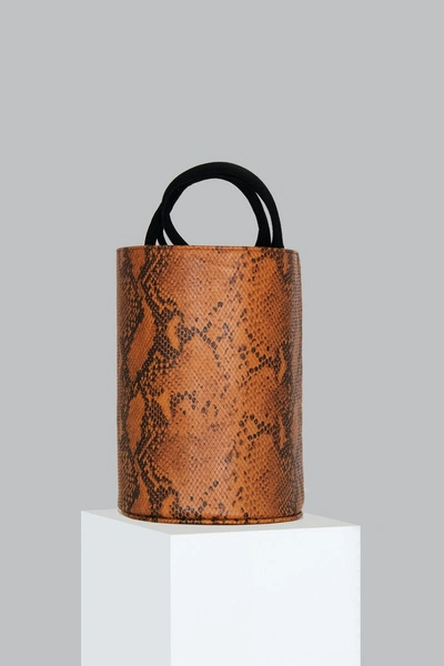 Folklore Medium Kyklos Snake Embossed Brown Leather Bag