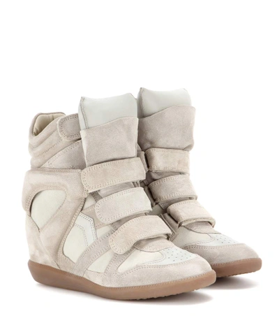 Isabel Marant Étoile Bekett Leather And Suede Sneakers In Neutrals |  ModeSens