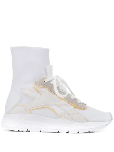 Victoria Beckham Bolton Sock Stretch-knit, Leather And Suede High-top Sneakers In White