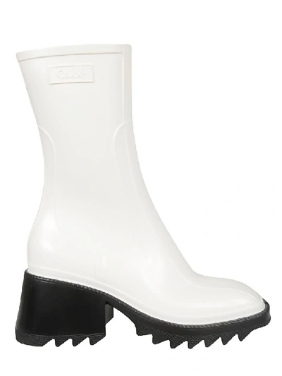Chloé Spike Sole High Ankle Boots In White