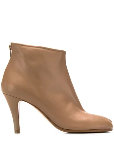 Maison Margiela Tabi High Heels Ankle Boots In Powder Leather In Neutrals