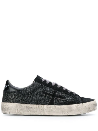 Premiata Steven Sneakers In Black Glitter