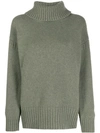 Pringle Of Scotland Guernsey Stitch Roll-neck Jumper In Green