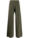 Pringle Of Scotland Knitted Wide Leg Trousers In Green