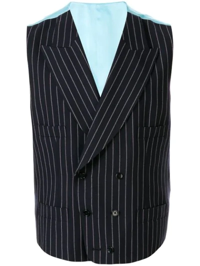 Dolce & Gabbana Double-breasted Pinstripe Waistcoat In Blue