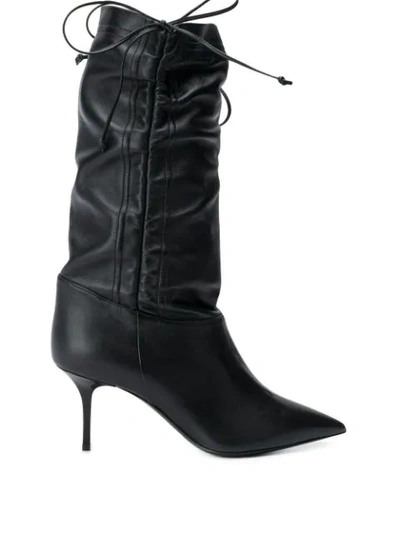 Msgm Ruched Design Boots In Black