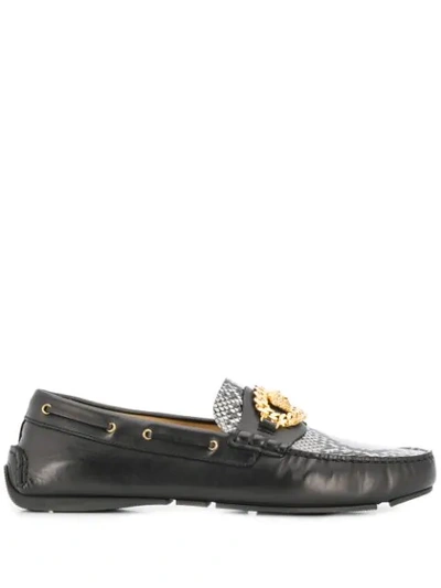 Versace Medusa Chain Loafers In Dbnoh Bianco Nero Oro Caldo