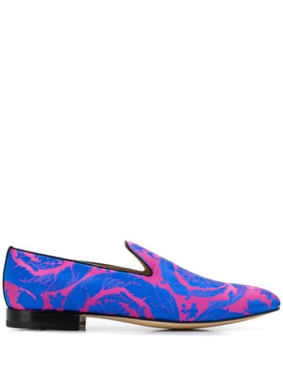 Versace Baroque Print Slippers In Blue