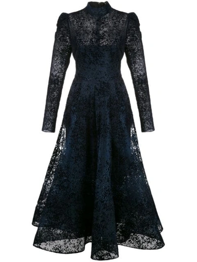 Christian Siriano High-neck Lace Dress In Blue
