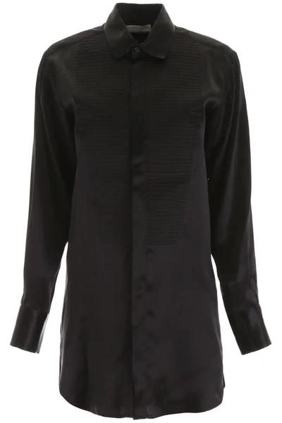 Bottega Veneta Satin Shirt With Plastron In Black