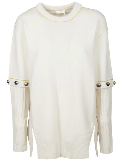 Chloé Studded Sleeve Detail Pullover In Soft White