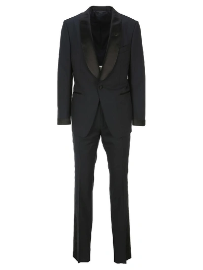 Tom Ford Tuxedo Suit In Dark Blue + Black