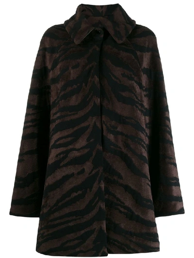 Alaïa Coat Zebre In Noir/brun