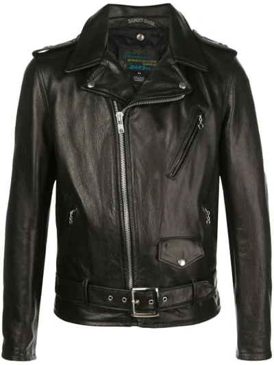 Schott Lc1150 Biker Jacket In Black Leather In Black