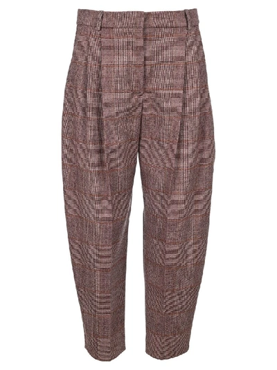 Stella Mccartney Checked Tapared Trousers In Burgundy