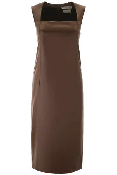 Bottega Veneta Satin Midi Dress In Brown