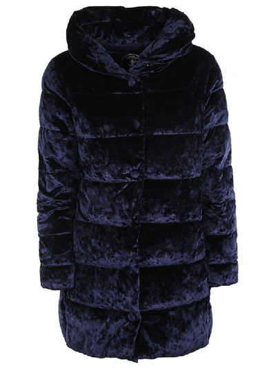 Save The Duck Furry Classic Hooded Padded Parka In Blue