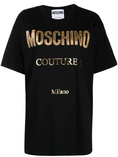 Moschino Slogan Print T-shirt In Black