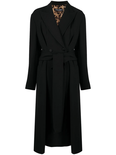 Dolce & Gabbana Double-breasted Belted Coat In Black