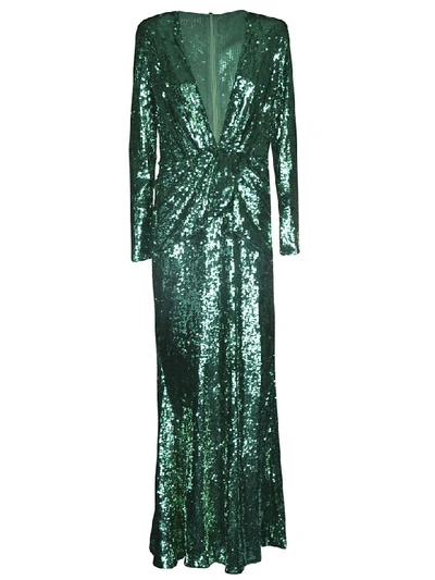 Amen Glitter Applique Dress In Emerald