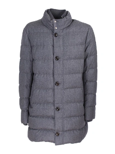 Moncler Baudier Flannel Trench Coat In Grigio