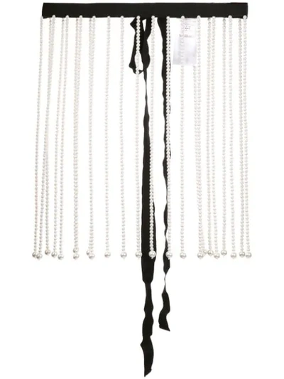 Christopher Kane Pearl-embellished Tie Belt In White