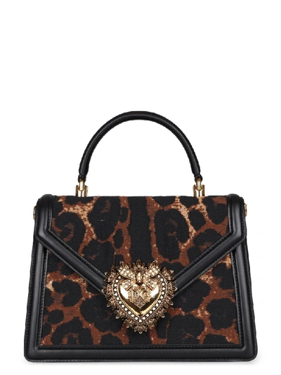 Dolce & Gabbana Devotion Handbag With Metal Maxi-logo In Black