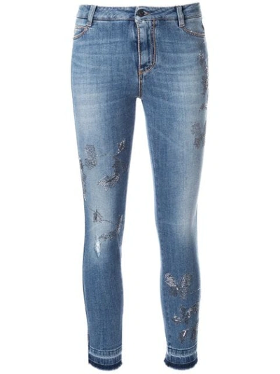 Ermanno Scervino Embellished Slim Fit Cropped Jeans In 94037 Bright Cobalt