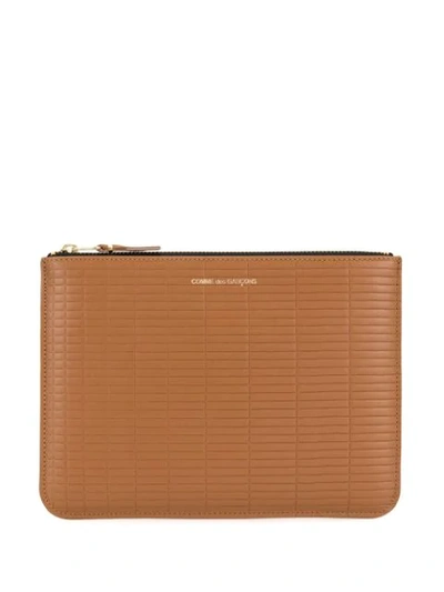 Comme Des Garçons Brick Line Zipped Wallet In Brown