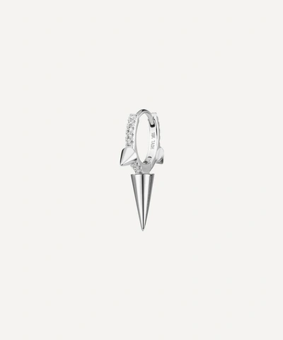 Maria Tash 18ct 8mm Triple Long Spike Diamond Eternity Single Hoop Earring In White Gold