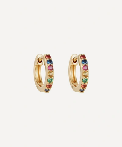 Astley Clarke Gold Mini Halo Rainbow Sapphire Hoop Earrings