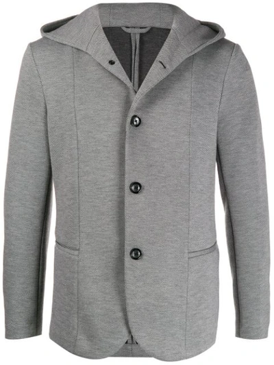 Emporio Armani Hooded Blazer In Grey
