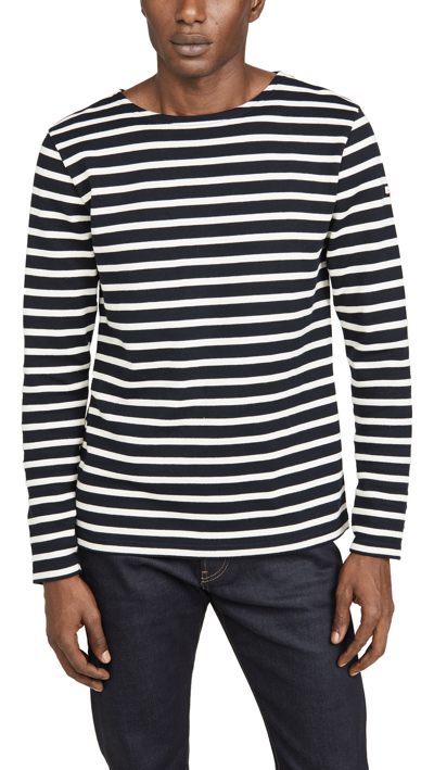 Armor-lux Long Sleeve Striped Marinière Aviron T-shirt In Rich Navy/nature