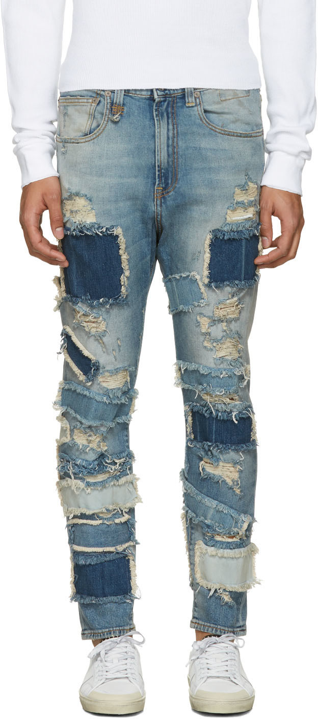 patchwork skinny jeans mens