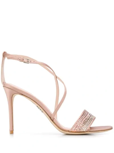 Rodo Rhinestone Embellished Sandals In Neutrals