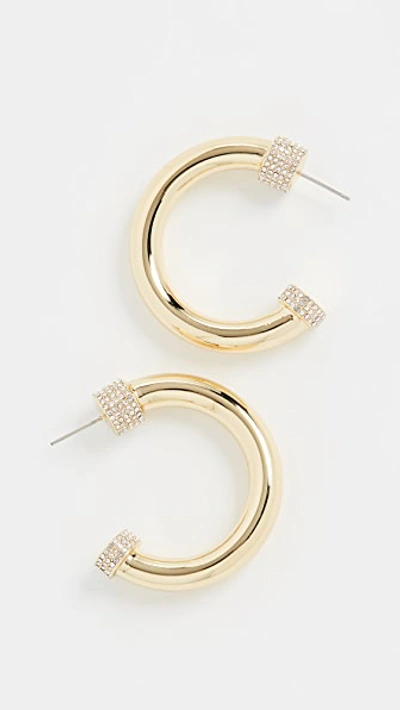 Luv Aj The Pave Tip Tube Hoops In Gold