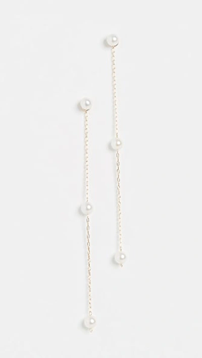 Mizuki Convertible Leather Necklace/bracelet With Double-pearl Slider In Gold/pearl