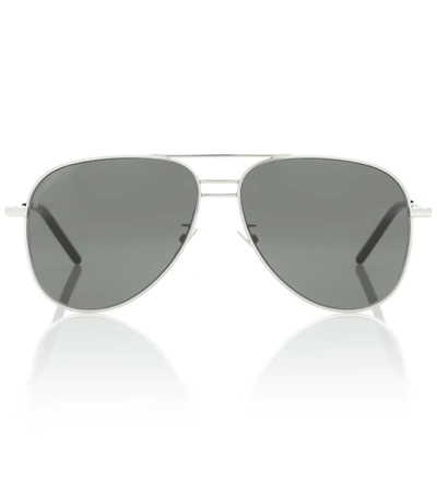 Saint Laurent Classic Sl 11 Aviator Sunglasses In Silver