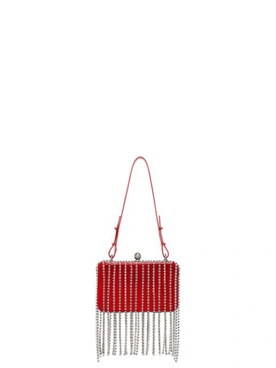 Area Crystal Fringe Phone Clutch In Red